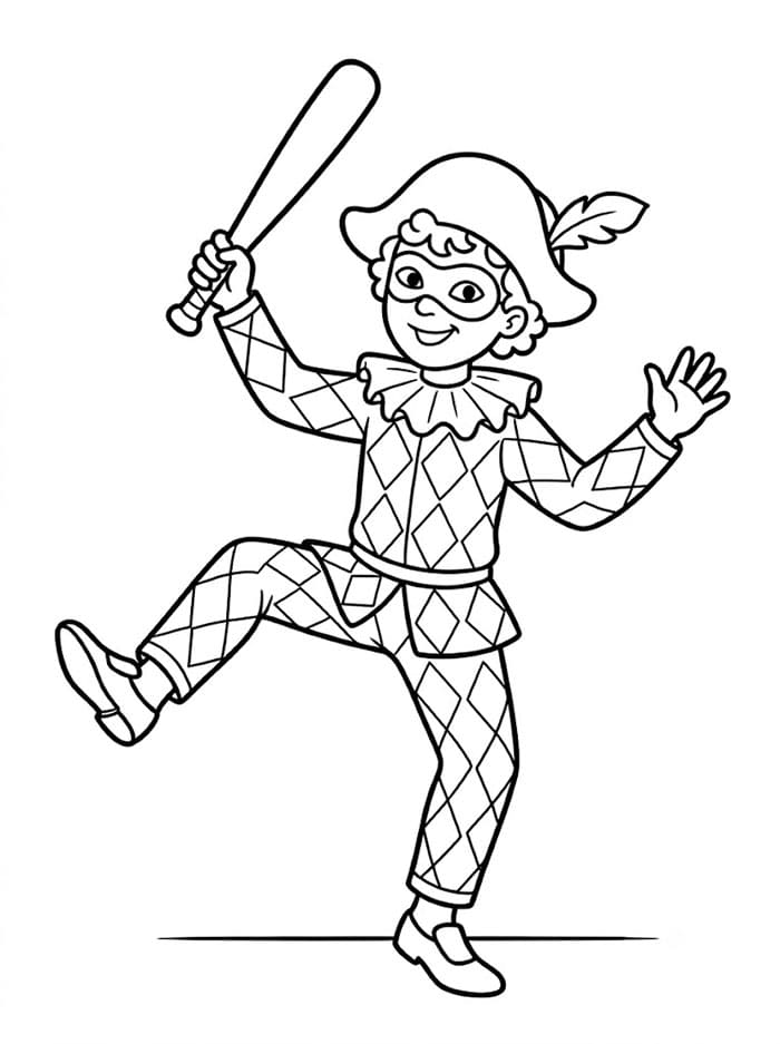 Arlecchino con il Bastone da colorare