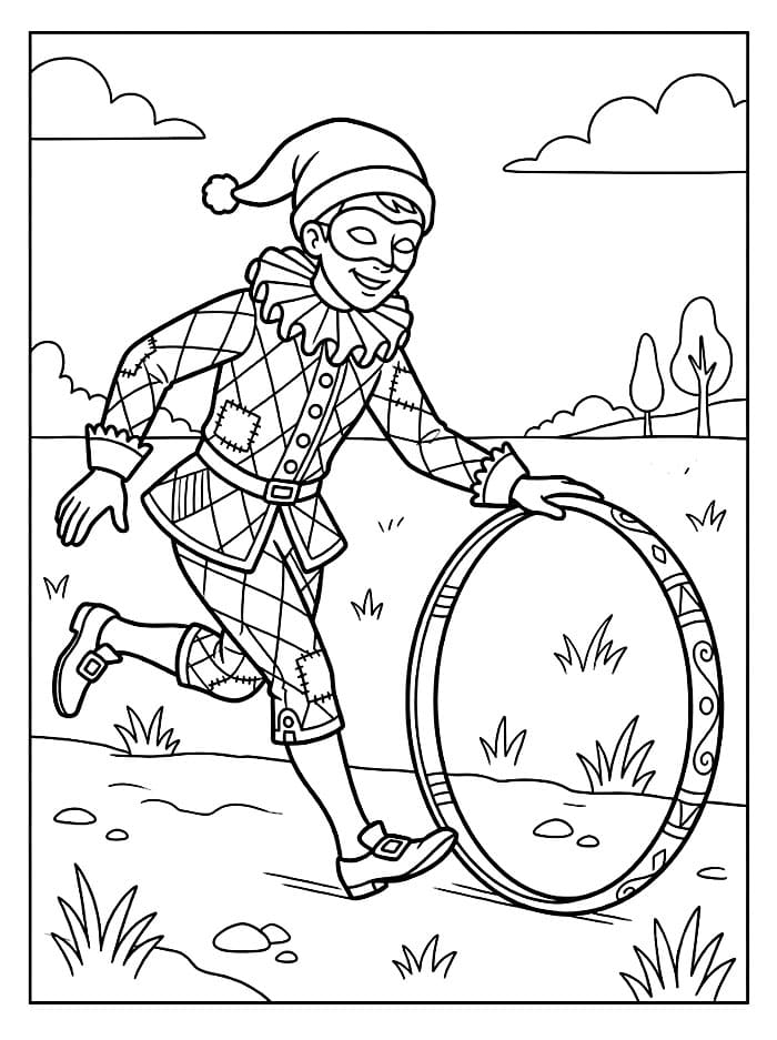 Arlecchino con il Cerchio da colorare