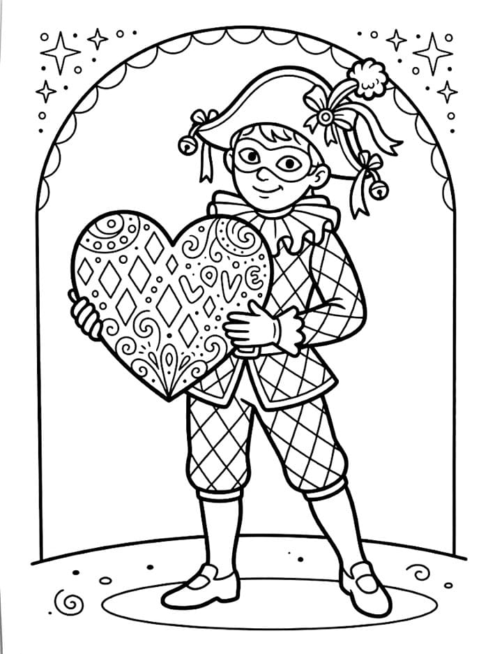 Arlecchino con il Cuore a Rombi da colorare