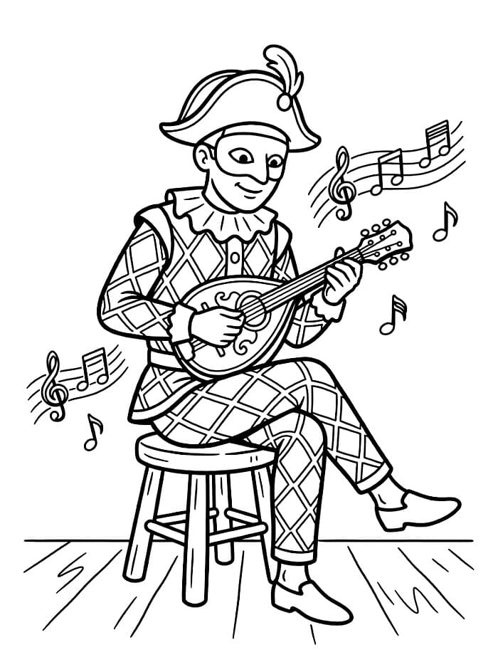 Arlecchino con il Mandolino da colorare