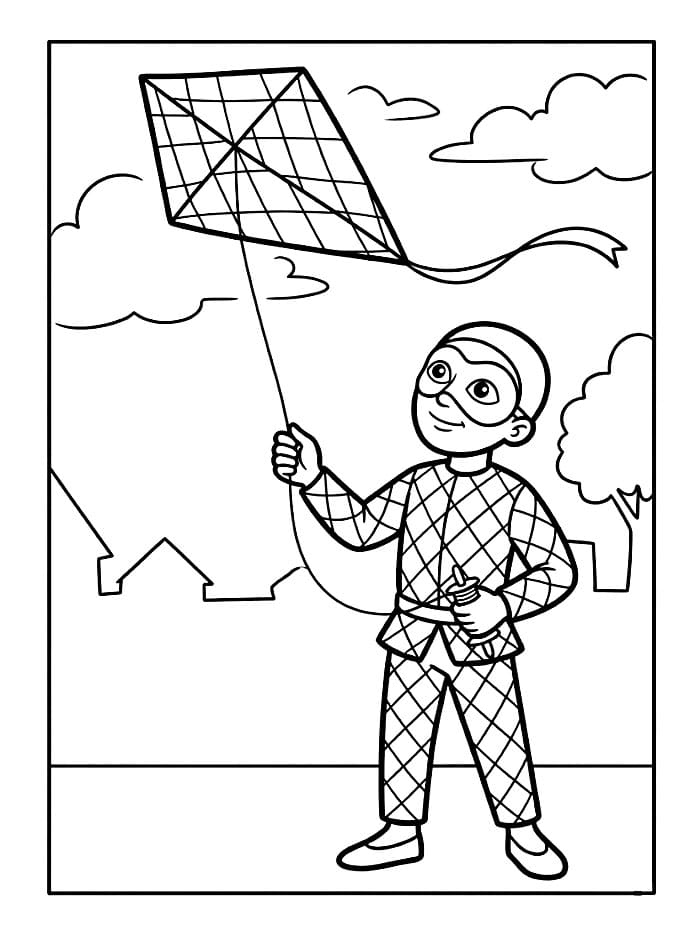Arlecchino con l'Aquilone da colorare