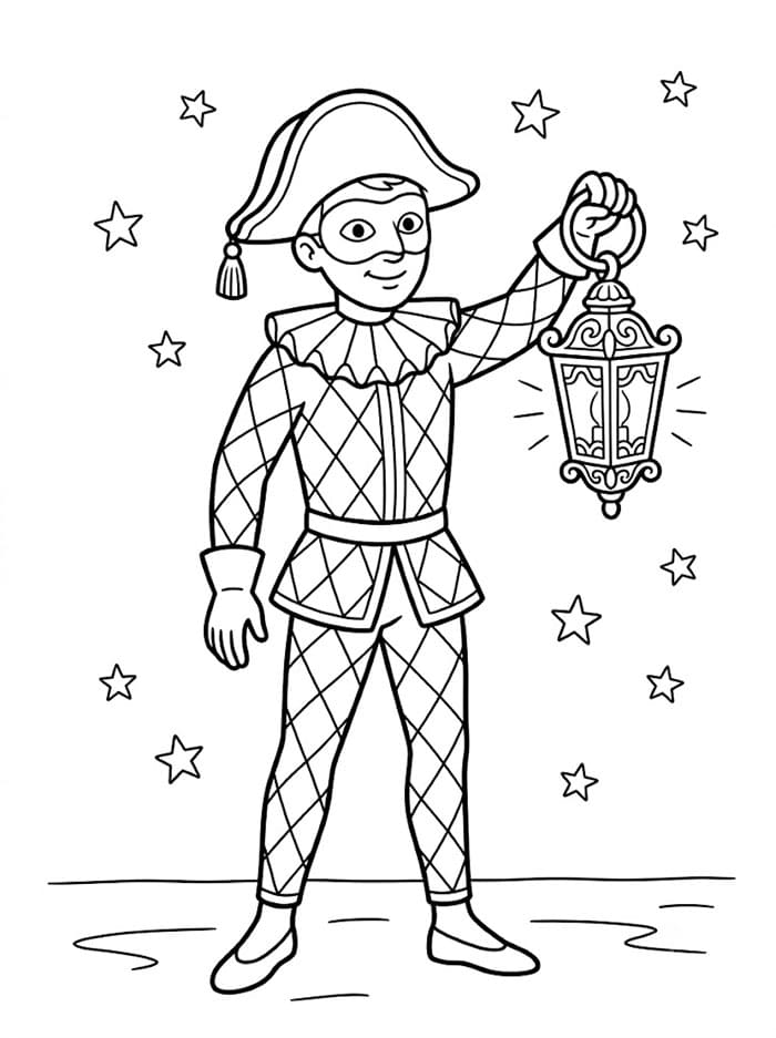 Arlecchino con una Lanterna da colorare