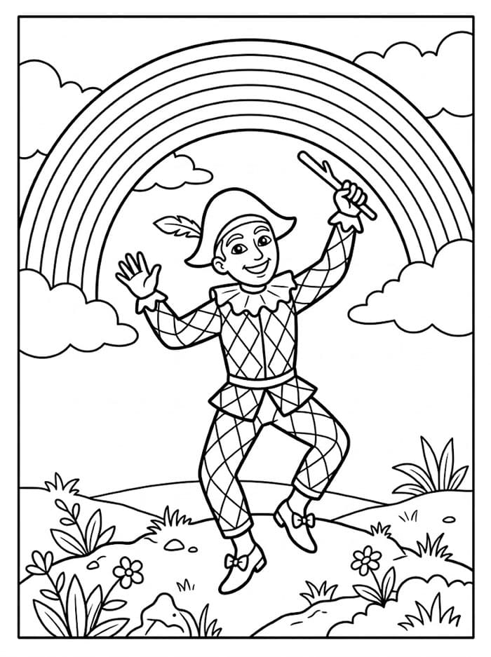 Arlecchino e l'Arcobaleno da colorare