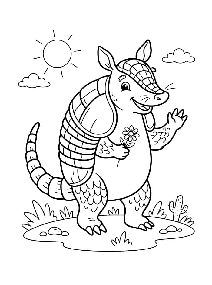 Armadillo amichevole da colorare
