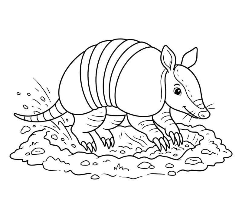 Armadillo che scava da colorare