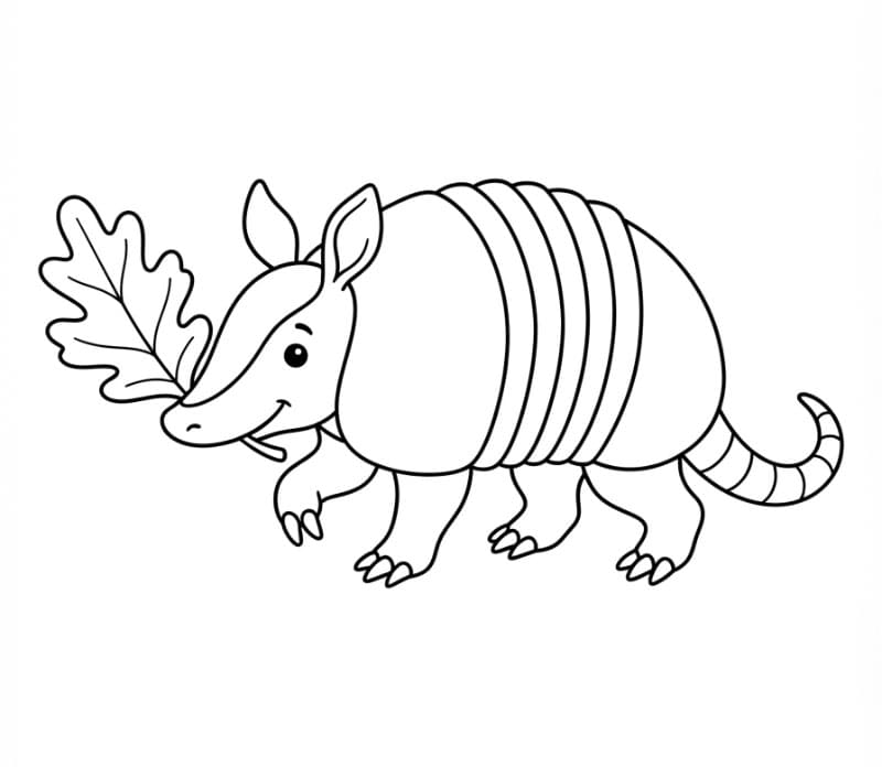 Armadillo che trasporta una foglia da colorare