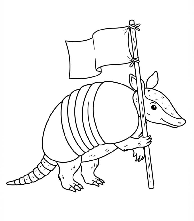 Armadillo con una bandiera da colorare