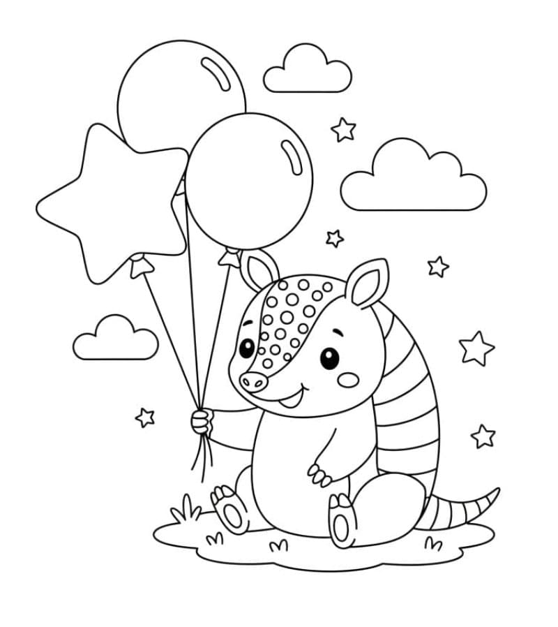 Armadillo e palloncini da colorare