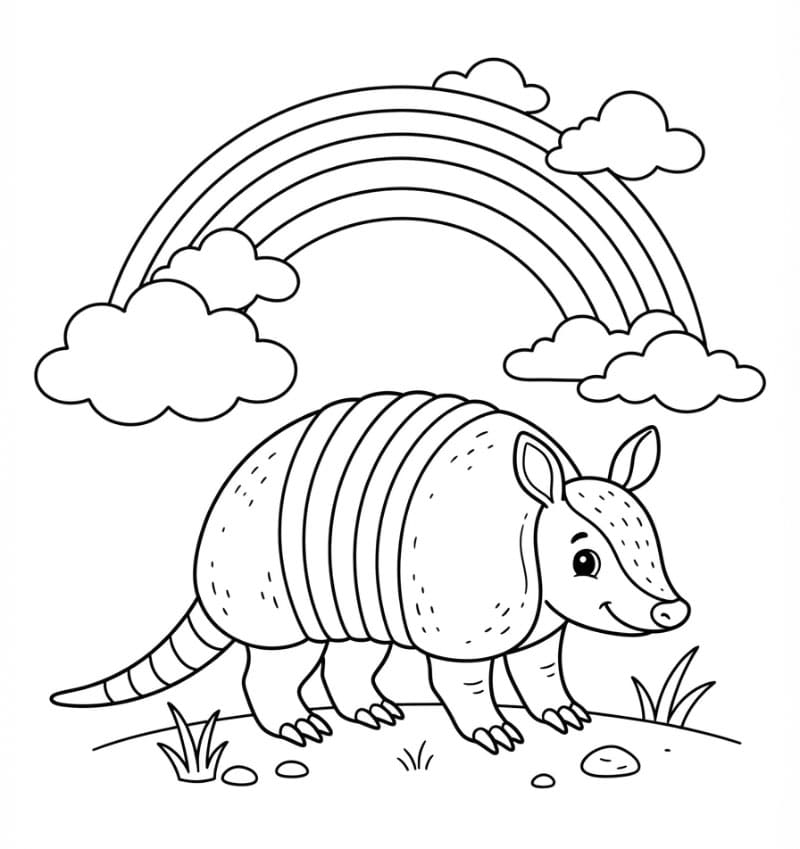 Armadillo sotto l'arcobaleno da colorare