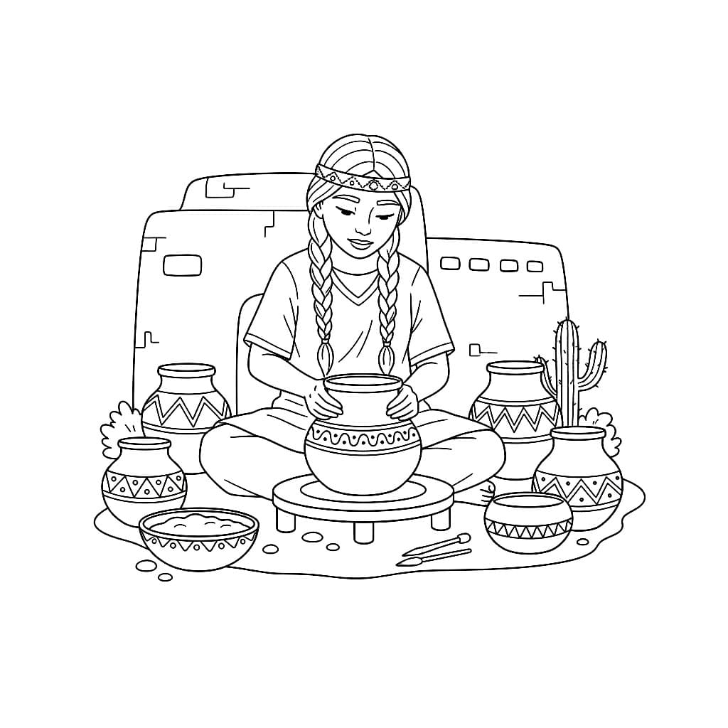 Artigiano indiano da colorare