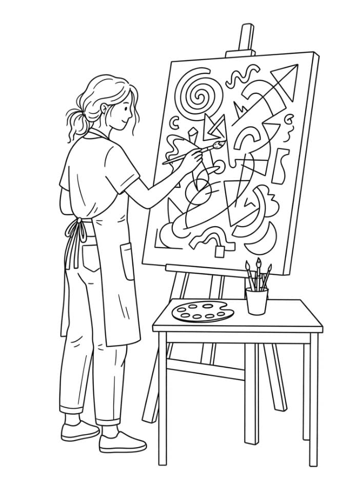 Artista che crea arte astratta da colorare
