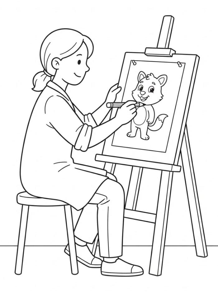 Artista che disegna un fumetto da colorare