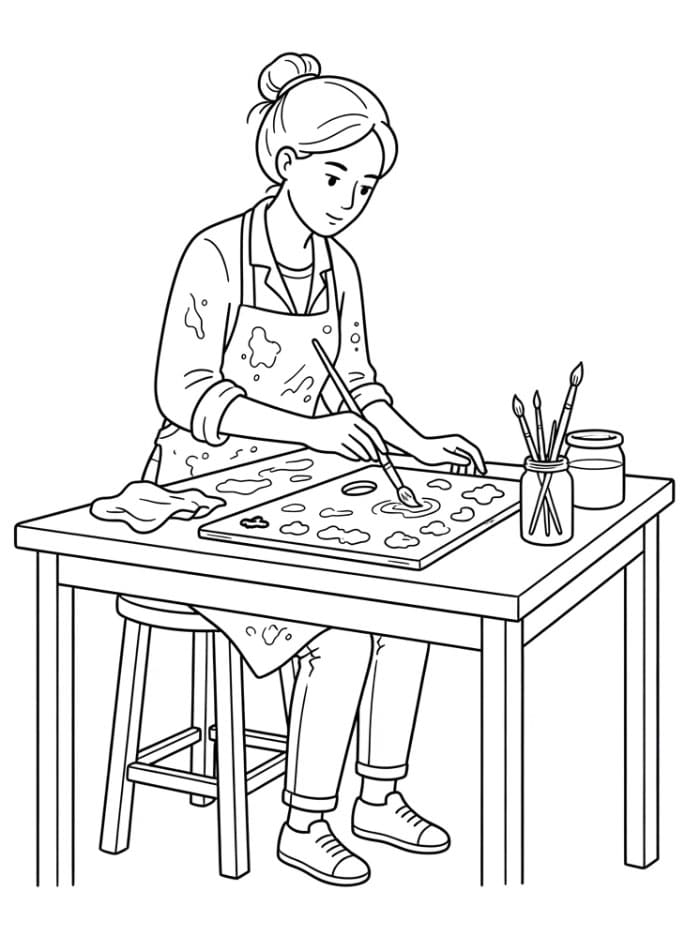 Artista che mescola i colori da colorare