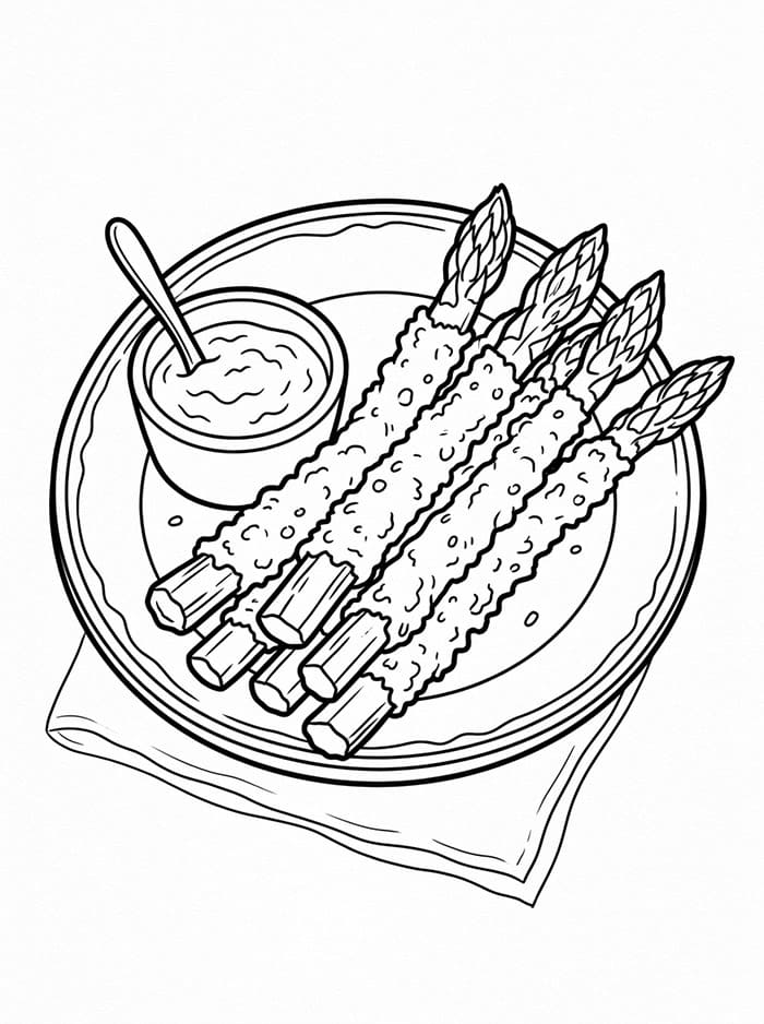 Asparagi fritti da colorare