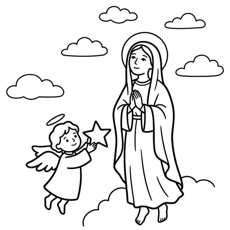 Assunzione di Maria Guardiana Stellare da colorare
