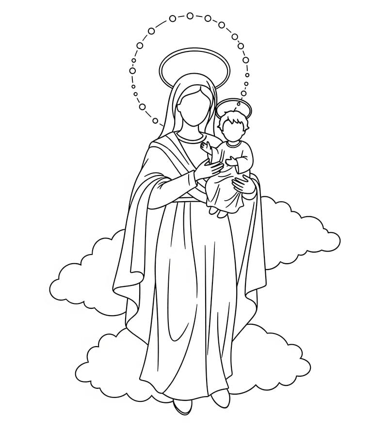 Assunzione di Maria Madonna con Bambino da colorare
