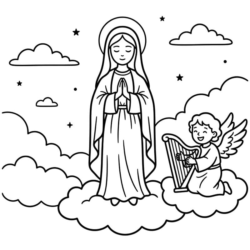 Assunzione di Maria arpa da colorare