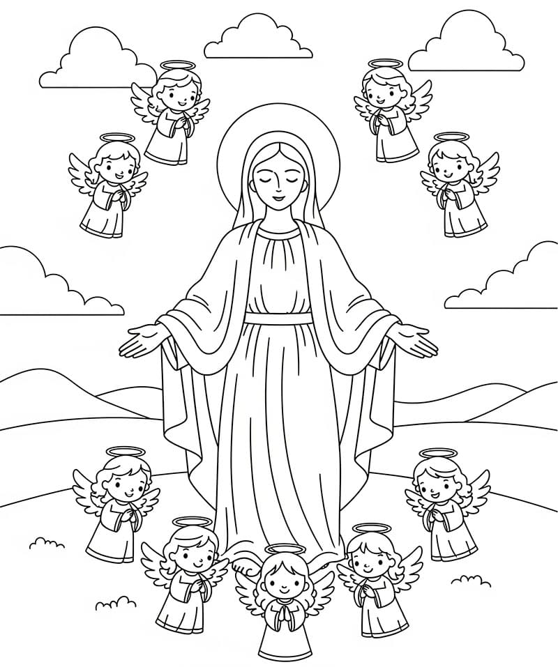 Assunzione di Maria benedicente da colorare