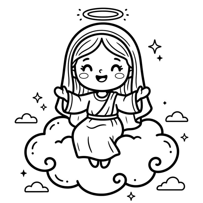 Assunzione di Maria chibi da colorare