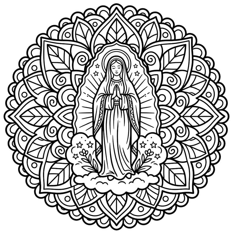 Assunzione di Maria nel Mandala da colorare