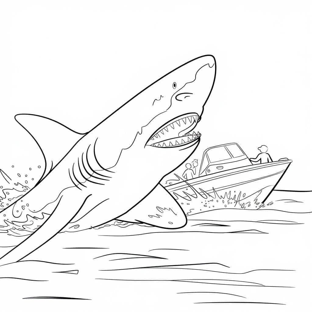 Attacco del Megalodonte da colorare