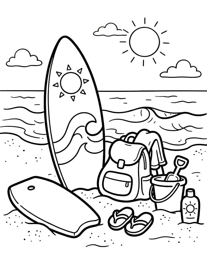 Attrezzatura da surf da colorare
