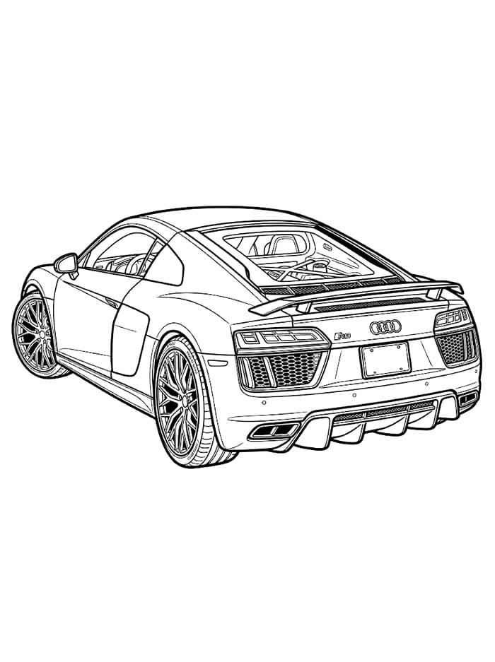 Audi R8 Vista posteriore da colorare