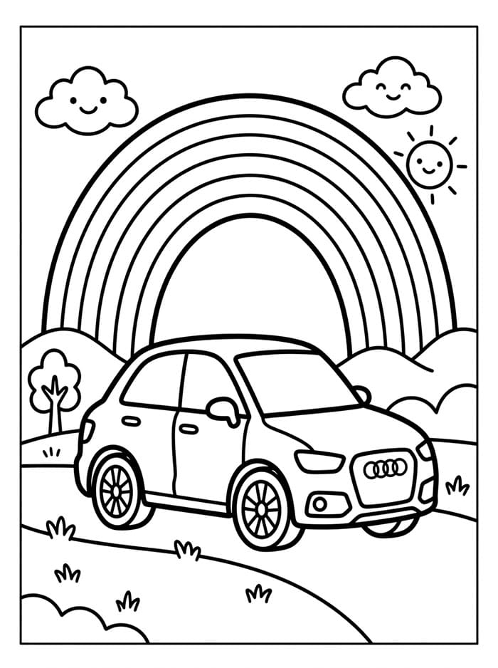 Audi e arcobaleno da colorare