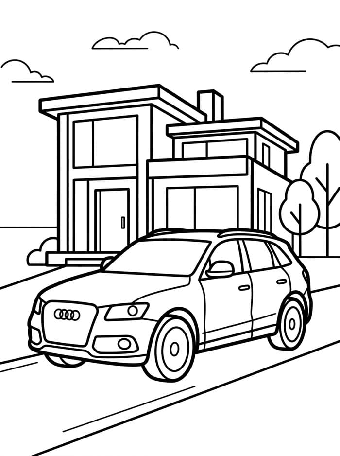 Audi e casa moderna da colorare