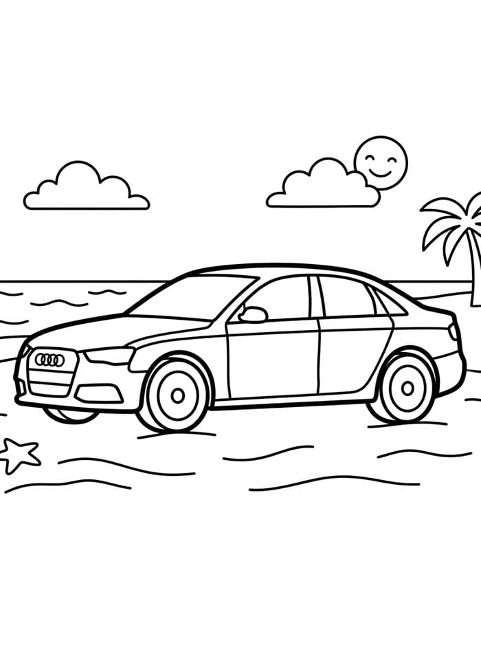Audi in spiaggia da colorare