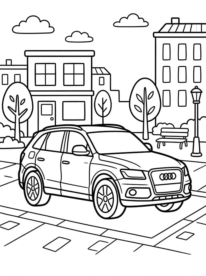 Audi in una piazza cittadina da colorare