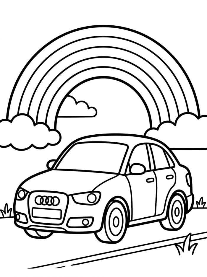 Audi sotto un arcobaleno da colorare