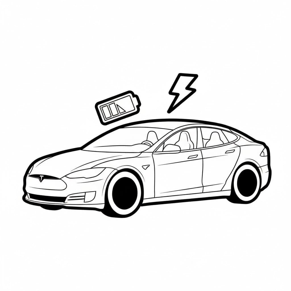 Auto elettrica Tesla da colorare