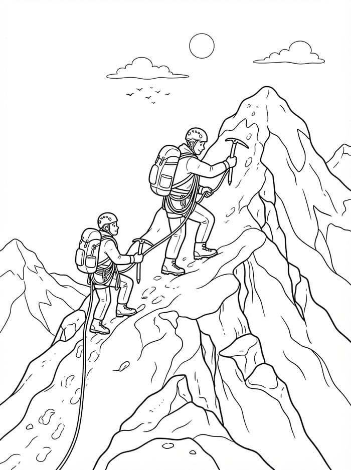Avventura alpinistica da colorare