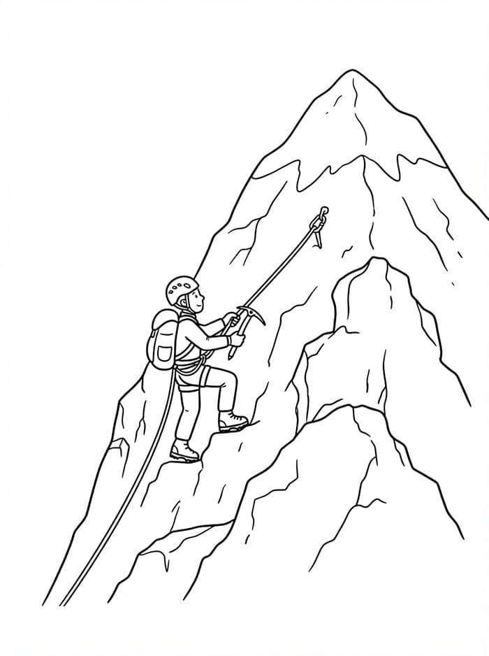 Avventura di arrampicata in montagna da colorare
