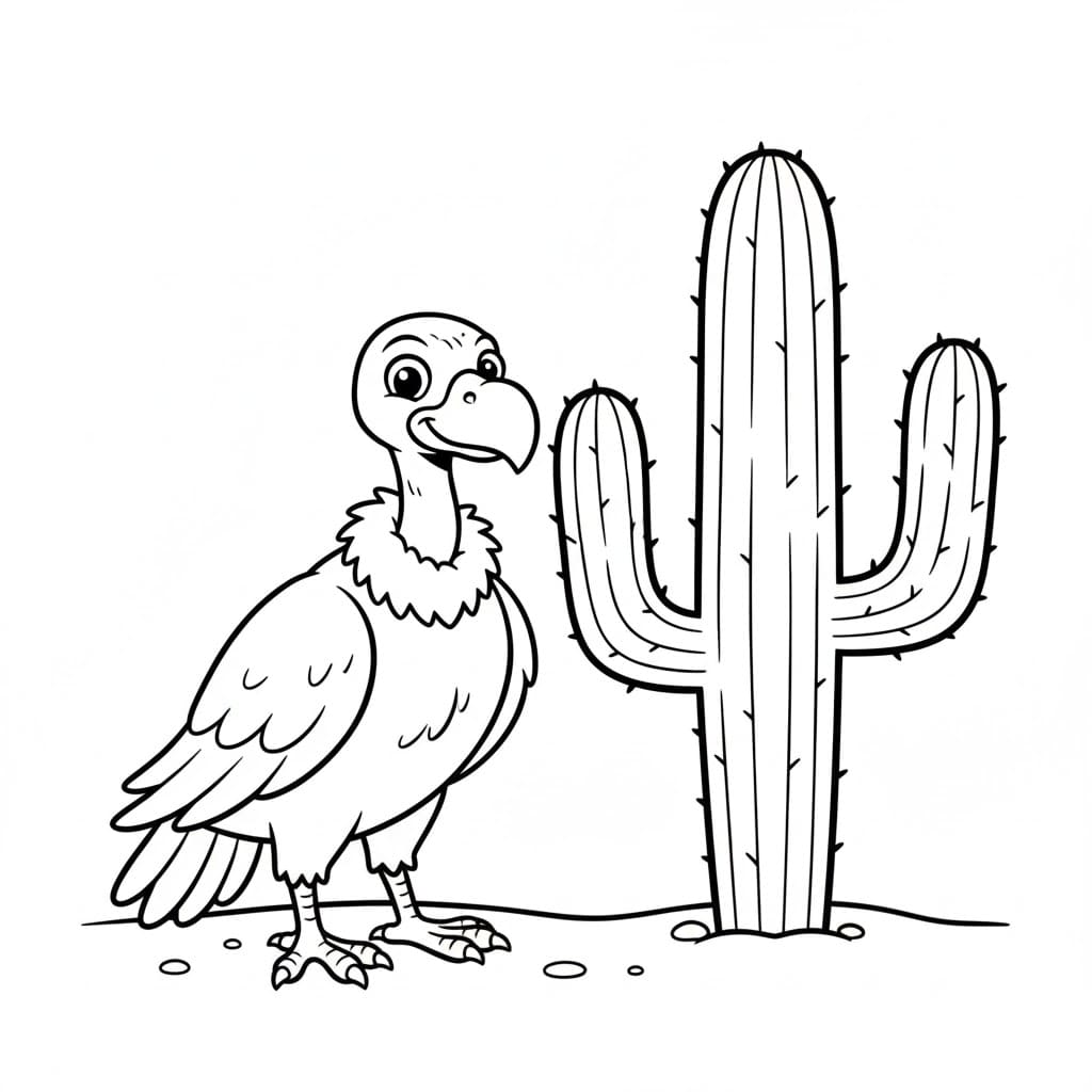 Avvoltoi e cactus da colorare
