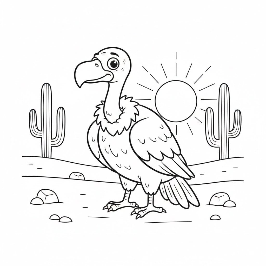 Avvoltoi nel deserto da colorare