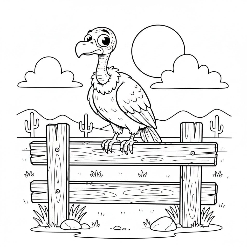 Avvoltoi sulla recinzione da colorare