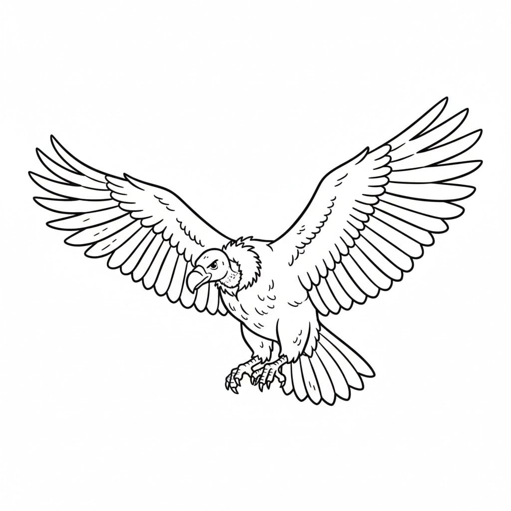 Avvoltoio con le ali aperte da colorare