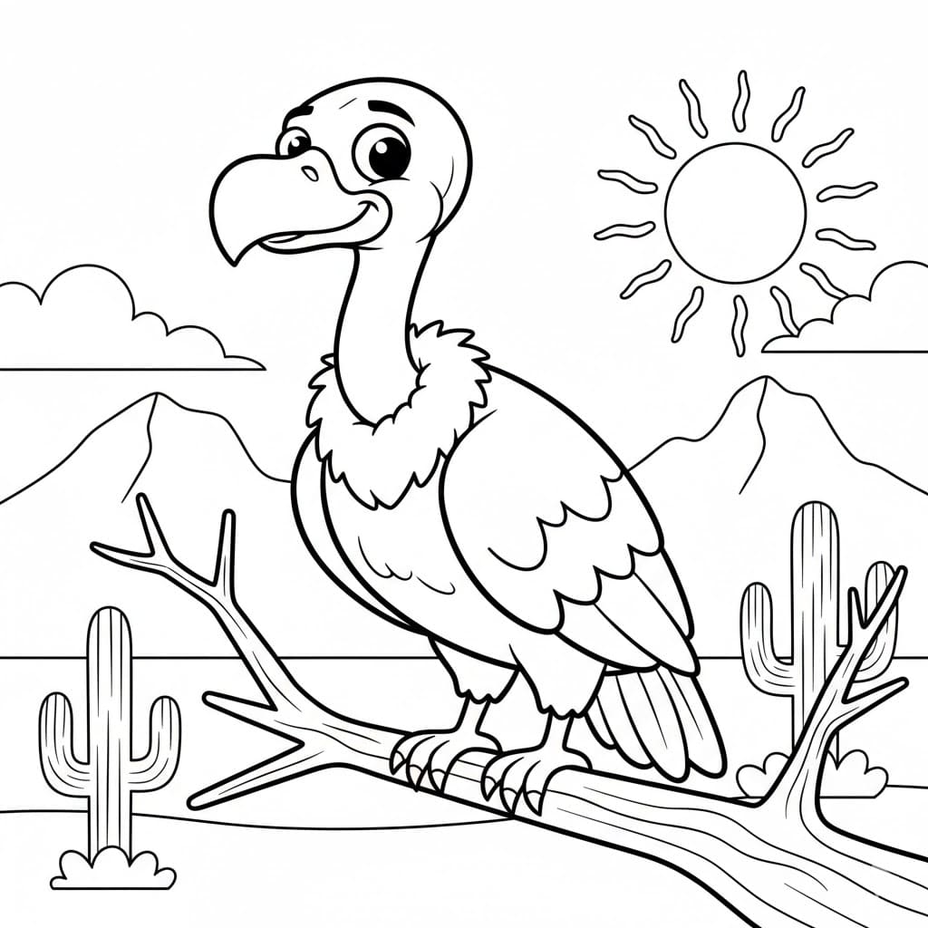 Avvoltoio piumato semplice da colorare