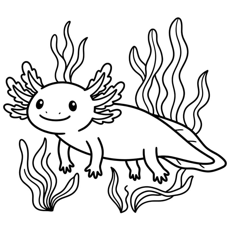 Axolotl e alghe marine da colorare