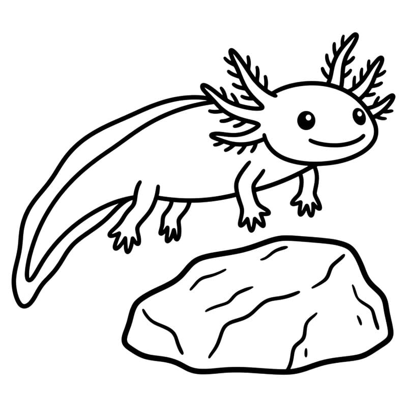 Axolotl e rocce da colorare
