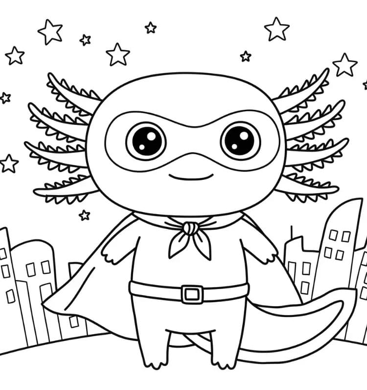 Axolotl supereroe da colorare