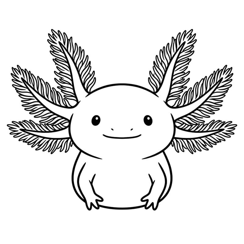 Axolotl visto frontalmente da colorare