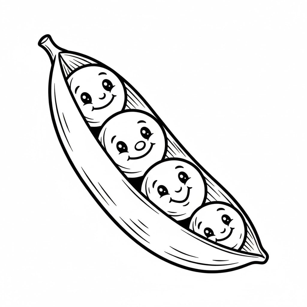 Baccello di piselli da colorare