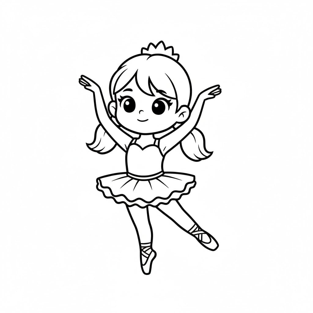 Bambina che balla il balletto da colorare