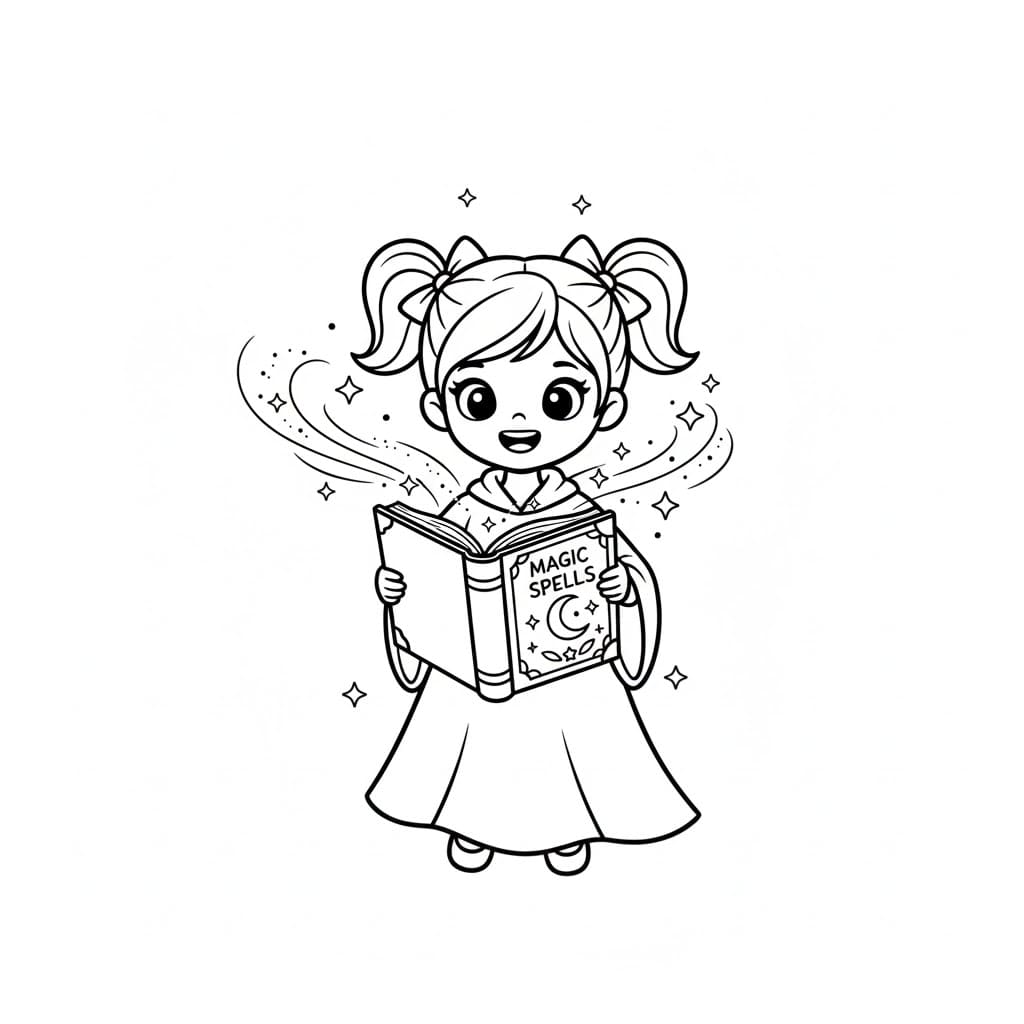 Bambina che tiene in mano un libro da colorare