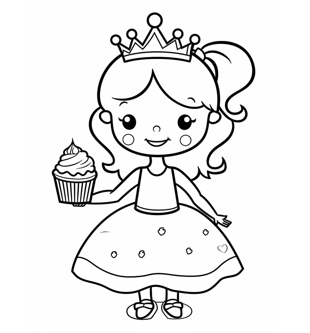 Bambina e torta da colorare