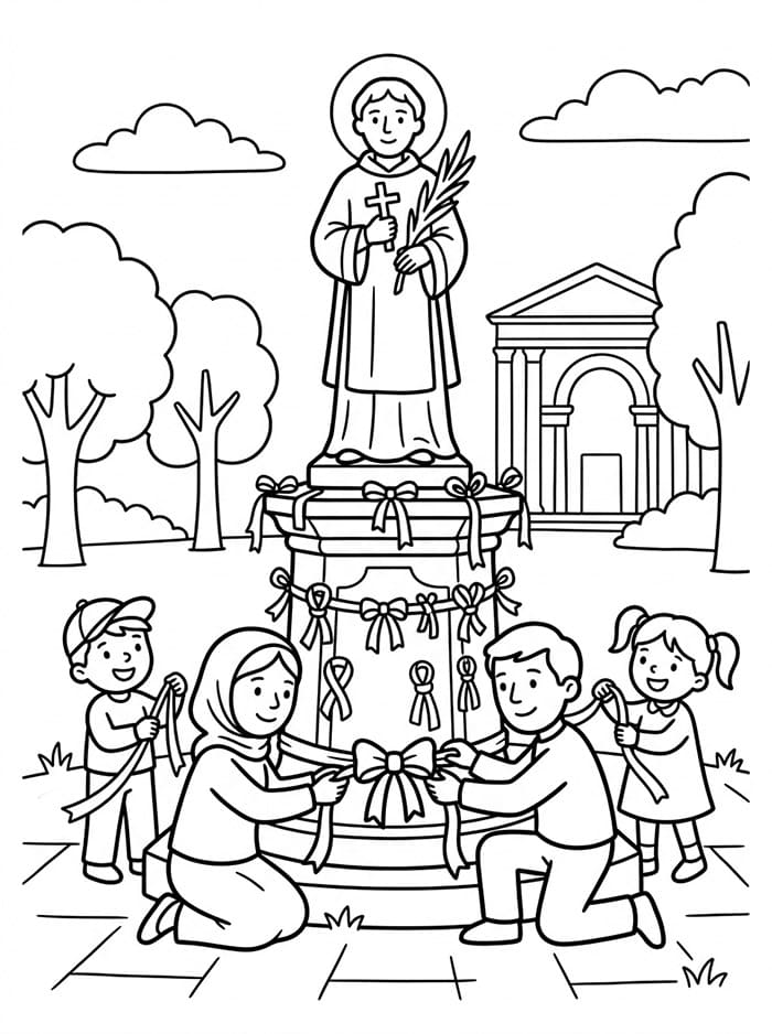 Bambini riuniti per Santo Stefano da colorare