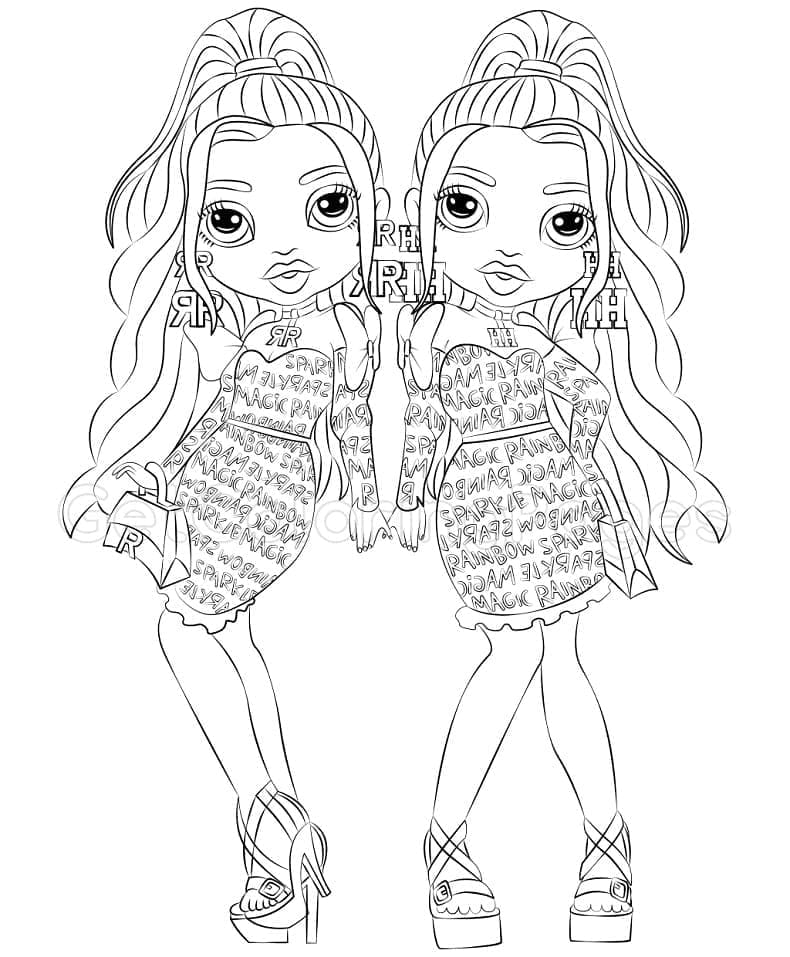 Bambole carine Rainbow High da colorare